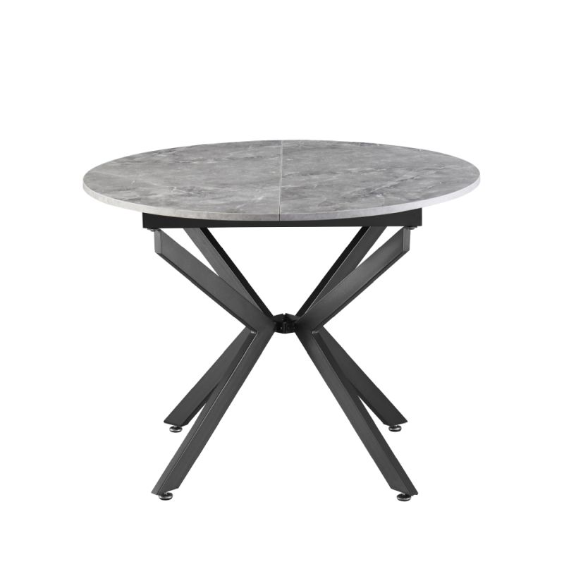 Okrúhly jedálenský rozkladací stôl, betón-čierna, 100-140 cm
