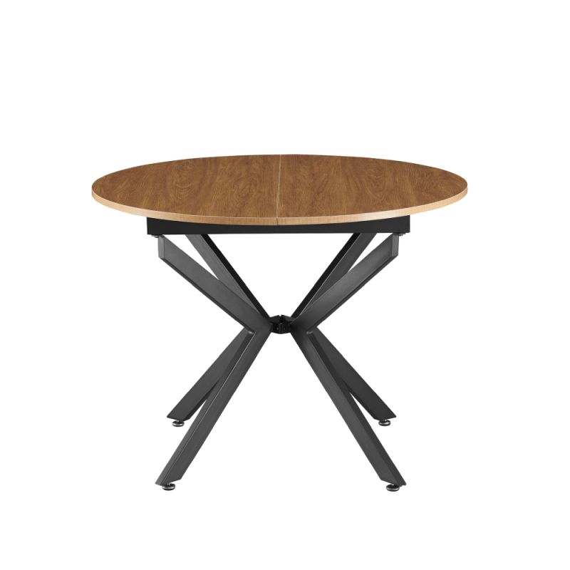 Okrúhly jedálenský rozkladací stôl, dub svetlý-čierna, 100-140 cm