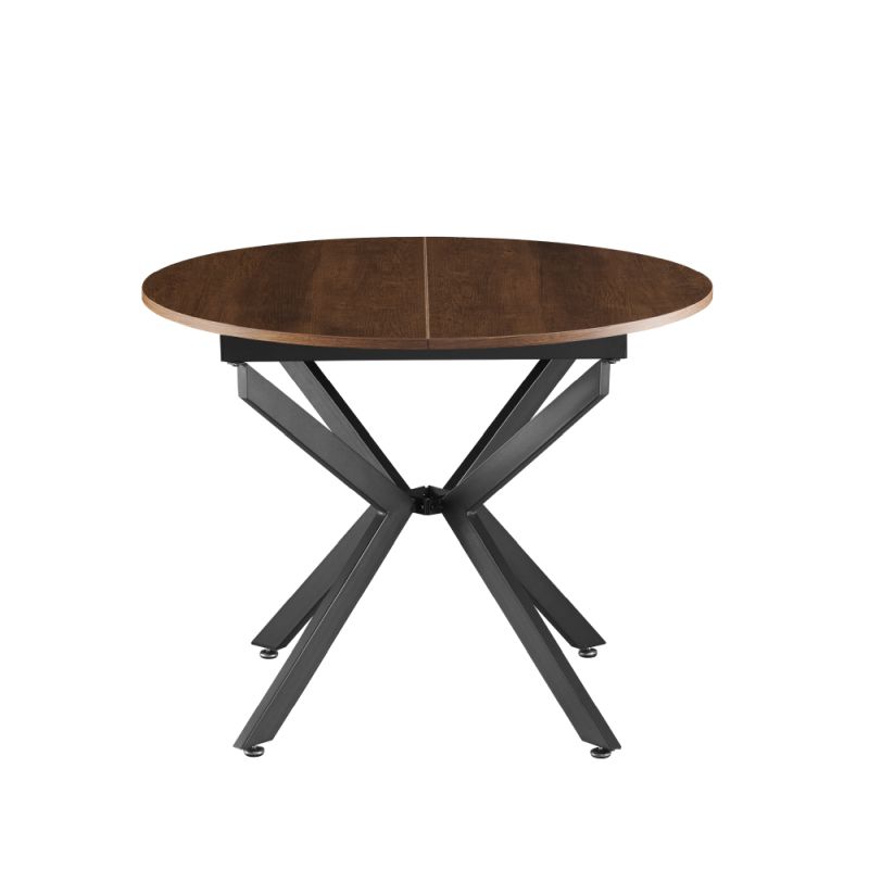 Okrúhly jedálenský rozkladací stôl, dub tmavý-čierna, 100-140 cm