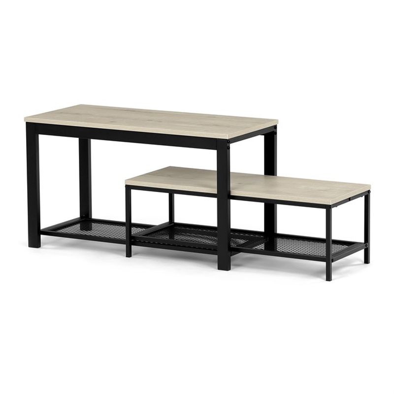 Botník čierny 2 police, MDF dekor dub sonoma