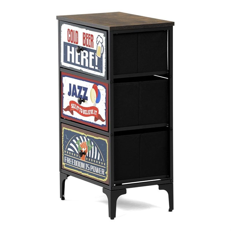 Retro komoda s 3 zásuvkami z netkanej textílie