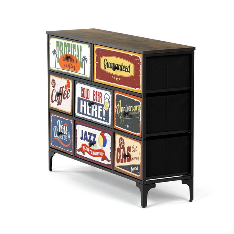 Retro komoda s 8 zásuvkami z netkanej textílie