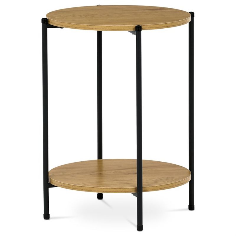 Príručný stolík z MDF dekor divoký dub, kov čierny lak