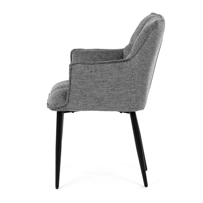 Štýlová jedálenská stolička, sivá vodoodpudivá látka, čierny matný lak