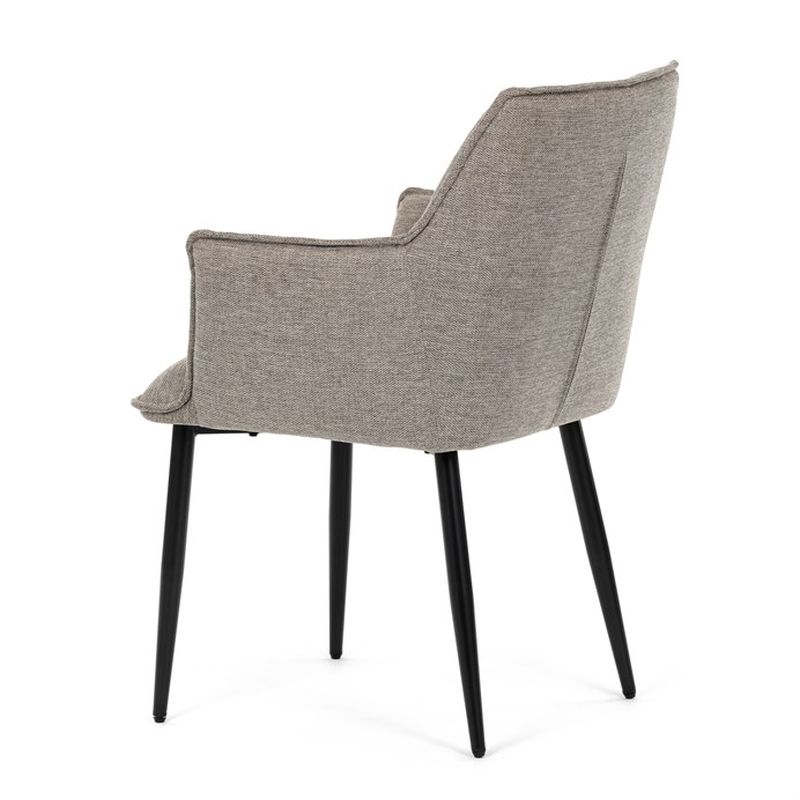 Štýlová jedálenská stolička, svetlohnedá vodoodpudivá látka, čierny matný lak