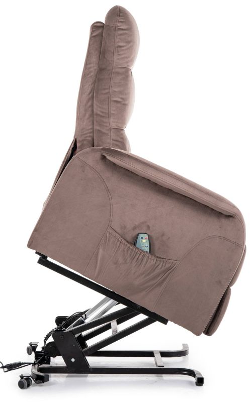 Elektrické polohovateľné relaxačné kreslo s výklopom, cappuccino bluvel 38