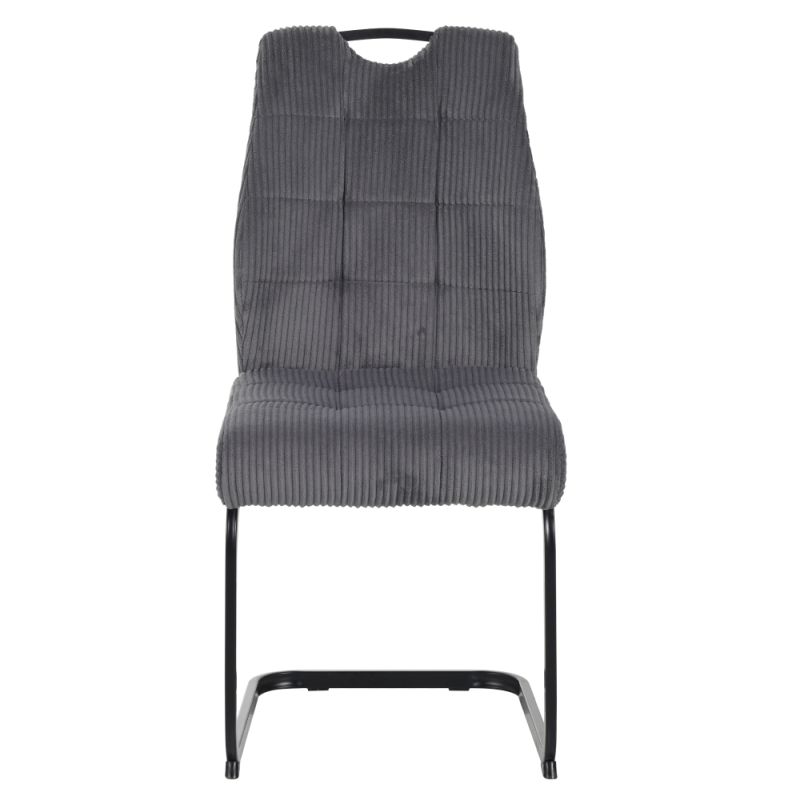 Elegantná jedálenská stolička s menčestrovým vzhľadom v odtieni sivá