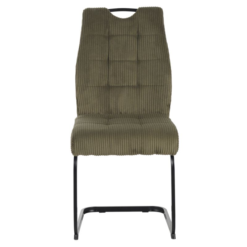 Elegantná jedálenská stolička s menčestrovým vzhľadom v odtieni zelená