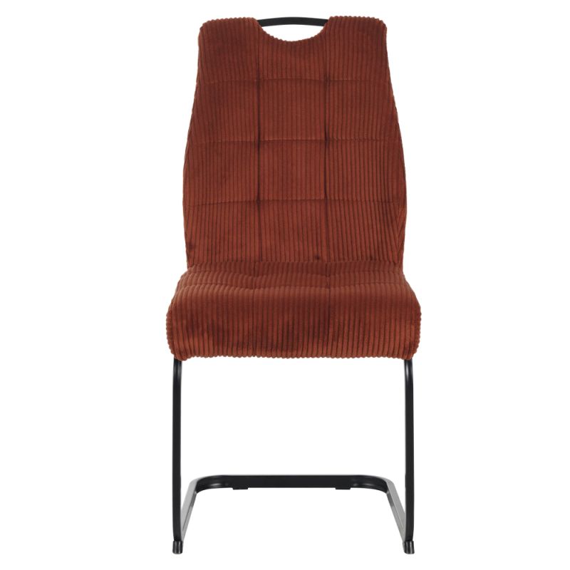 Elegantná jedálenská stolička s menčestrovým vzhľadom v odtieni terakota