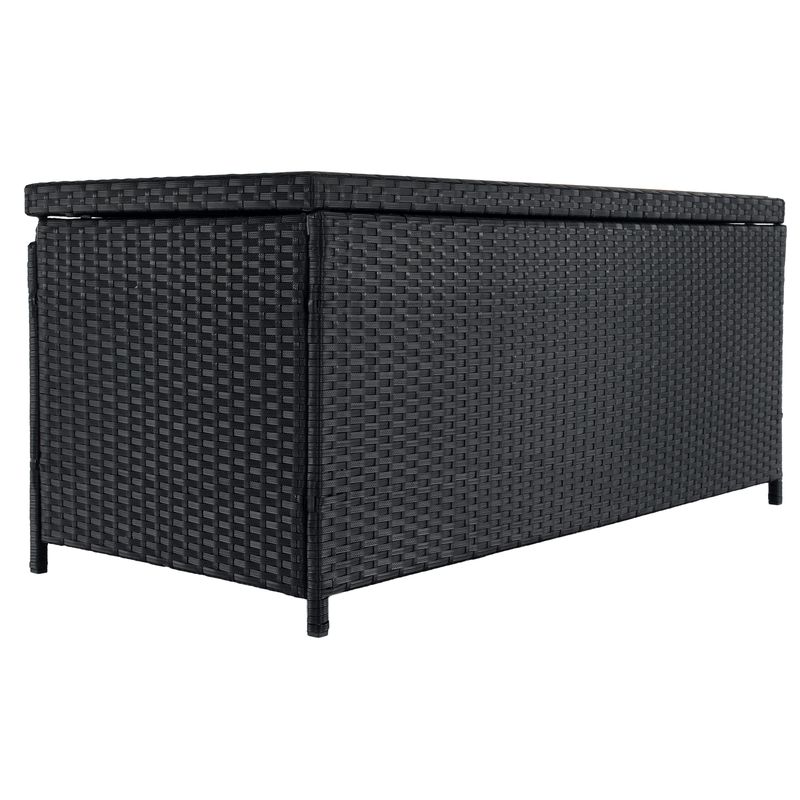 Multifunkčný záhradný úložný box-lavica, čierna-prírodná-krémová