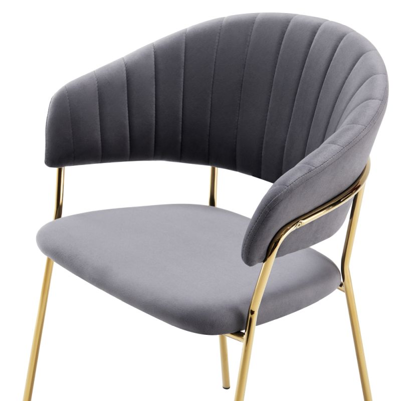 Dizajnové jedálenské kreslo, sivohnedá Velvet látka/gold chróm zlatý