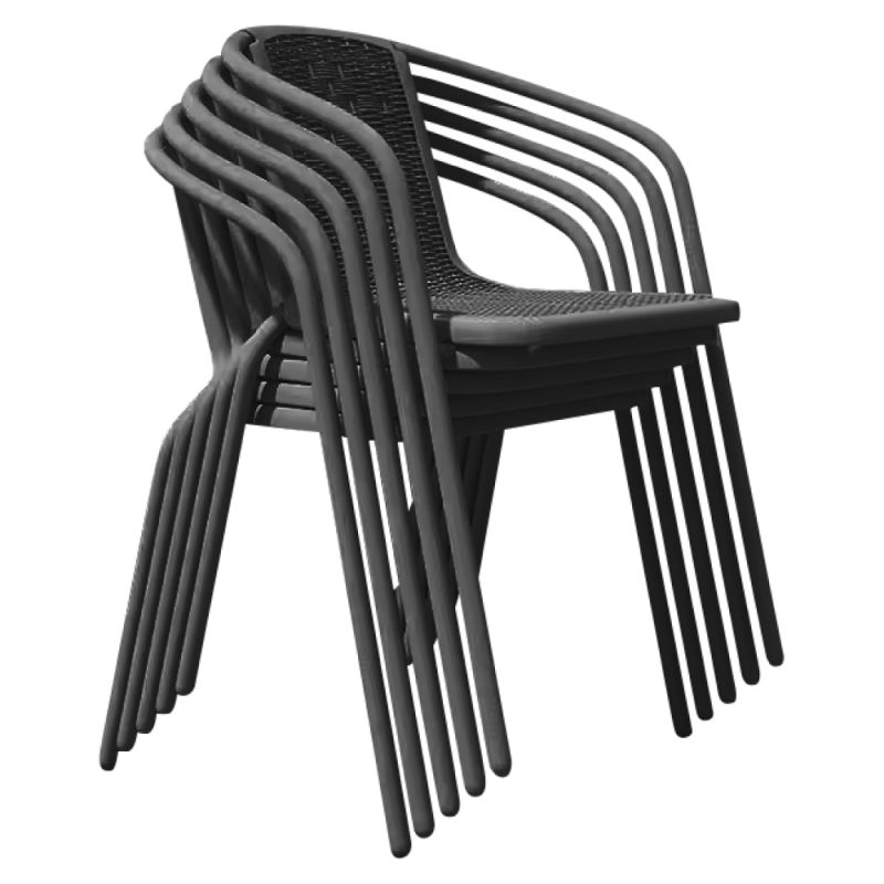 Záhradná stohovateľná stolička, oceľ-plast, čierna