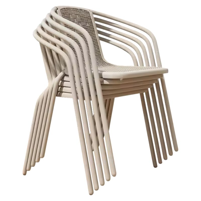 Záhradná stohovateľná stolička, oceľ-plast, champagne