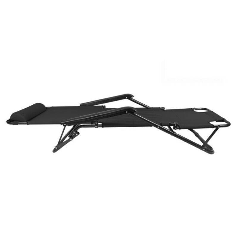 Záhradné skladacie polohovacie kreslo, čierne