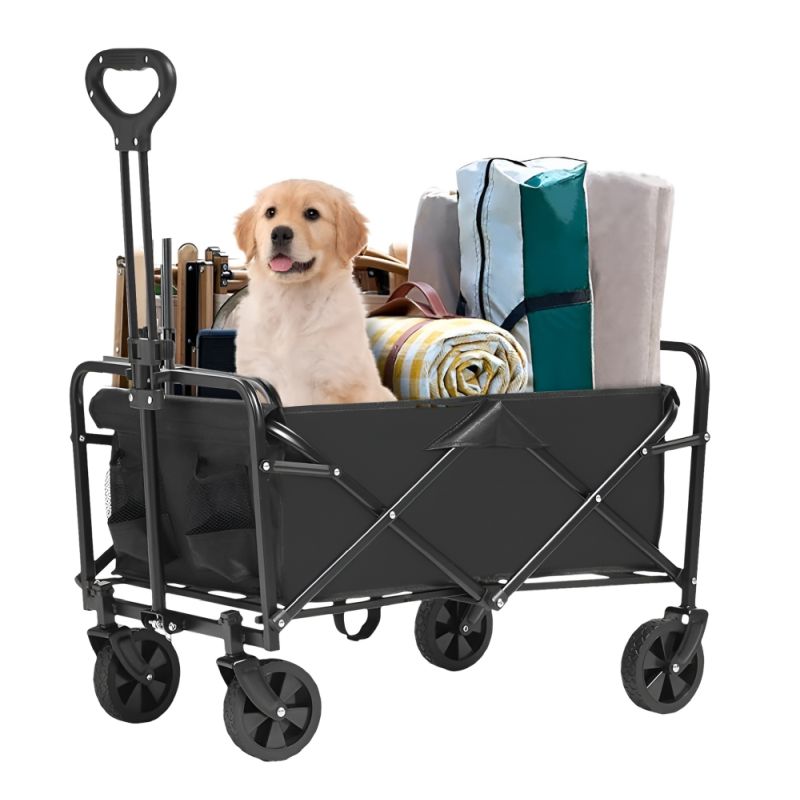 Záhradný vozík, skladací, čierny