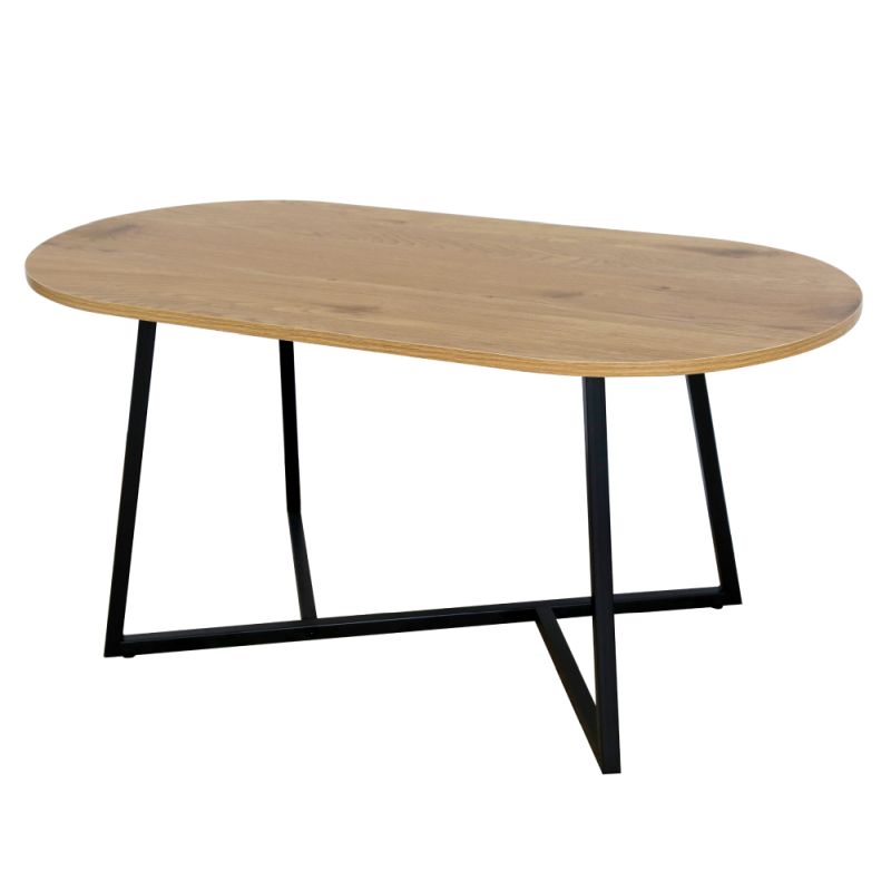 Oválny elegantný konferenčný stolík, dub-čierna