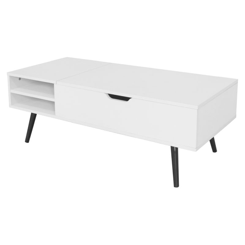 Konferenčný stolík s výsuvnou hornou plochou, biely