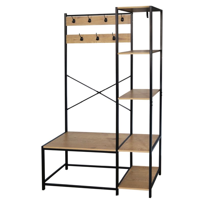 Vešiak s regálom, čierna-dub