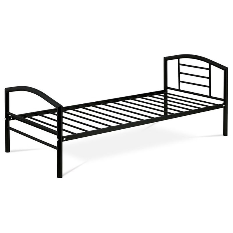Posteľ jednolôžková 90x200 cm, kovová v čiernom lesku