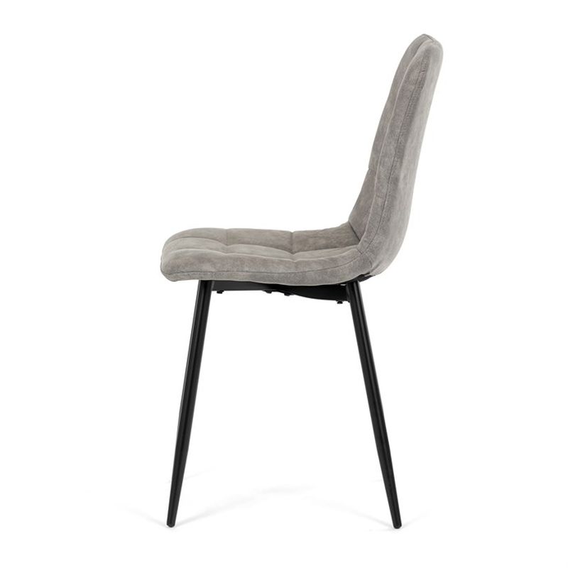 Jedálenská minimalistická stolička v industriálnom štýle, sivá vintage látka