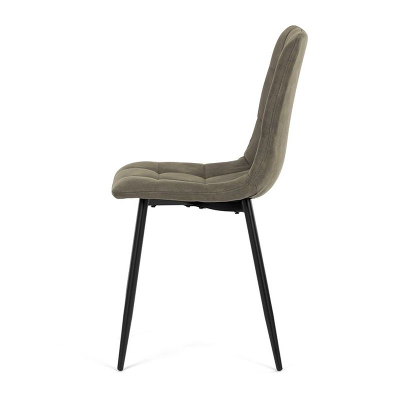 Jedálenská minimalistická stolička v industriálnom štýle, zelená vintage látka