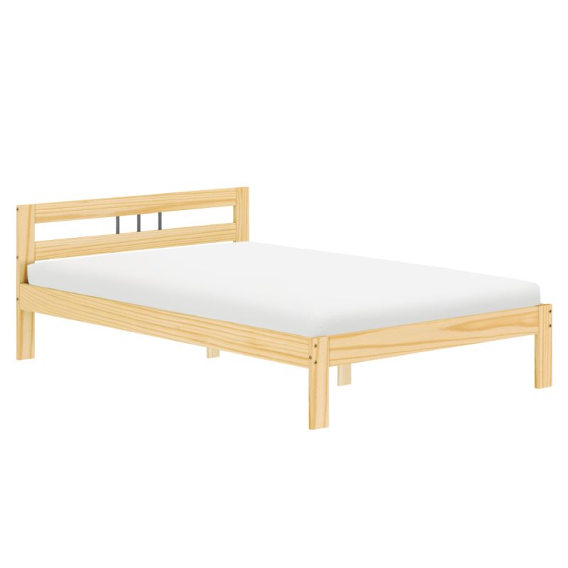 Posteľ s roštom, prírodná, borovicové drevo, 140x200