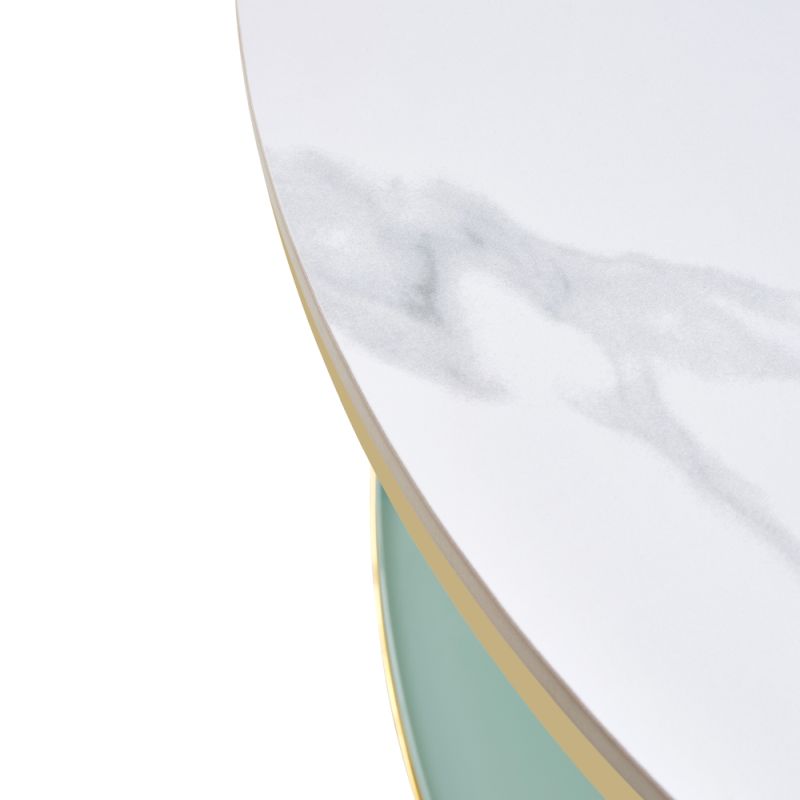 Konferenčný stolík, svetlý mramor-mliečna/gold chróm-zlatý