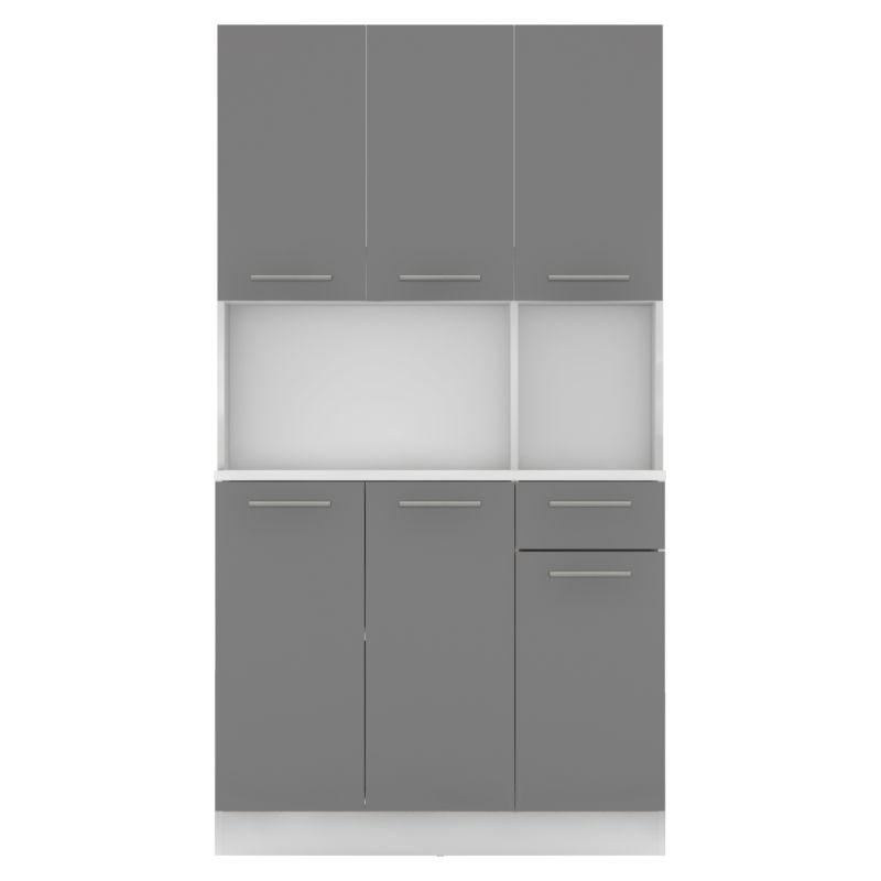 Šesťdverový kredenec, biela-grafit