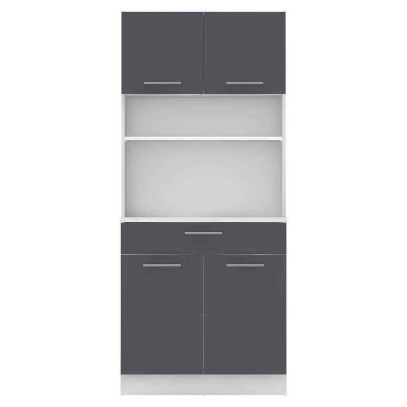 Štvordverový kredenec, biela-grafit