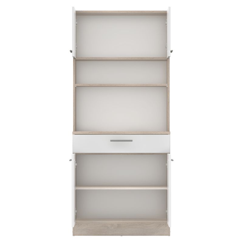 Štvordverový kredenec, dub sonoma-biela