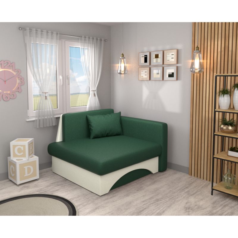 Rozkladacie kreslo s úložným priestorom, zelená-béžová, pravé