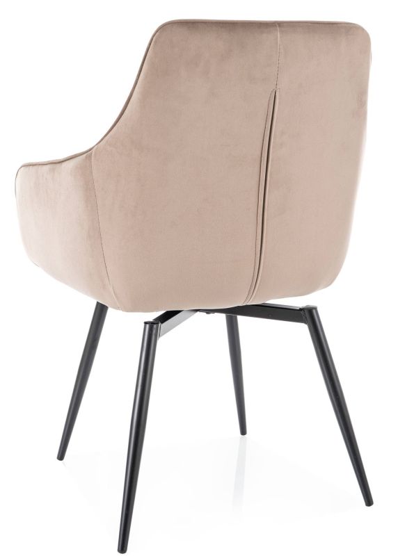 Skvelá jedálenská stolička, látka VELVET, čierna-tmavobéžová bluvel 40