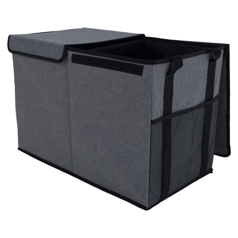 Skladací úložný box z látky, sivý-čierny
