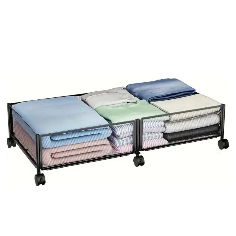 Organizér pod posteľ s kolieskami čierny, 60x40