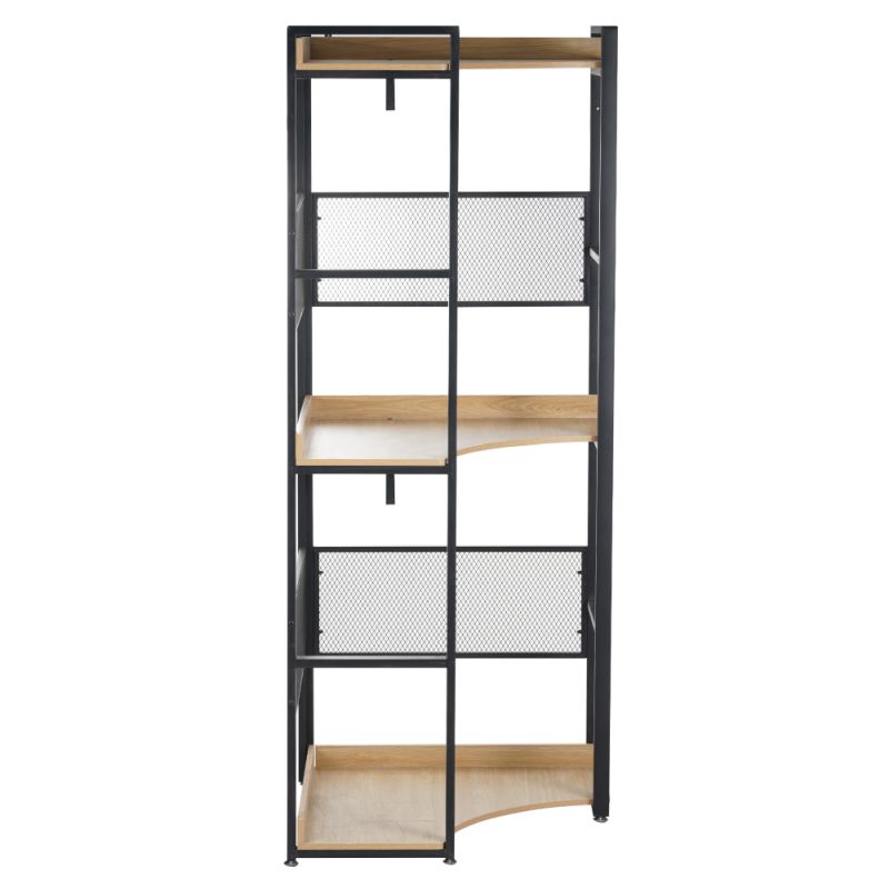 Rohový štýlový regál s policami TYP5, dub-čierna