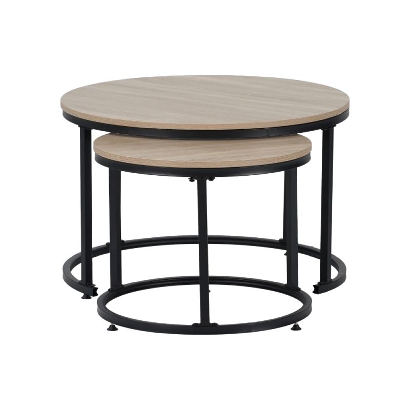 Konferenčné stolíky, set 2 ks, dub sonoma-čierny kov