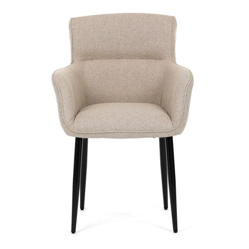 Stolička jedálenská, krémová látka, čierny matný lak