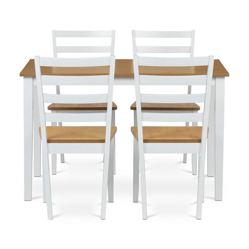 Jedálenský set 1+4, biele nohy-doska v prírodnom dubovom dekore