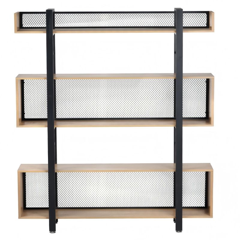 Štýlový 3-policový regál, dub-čierna