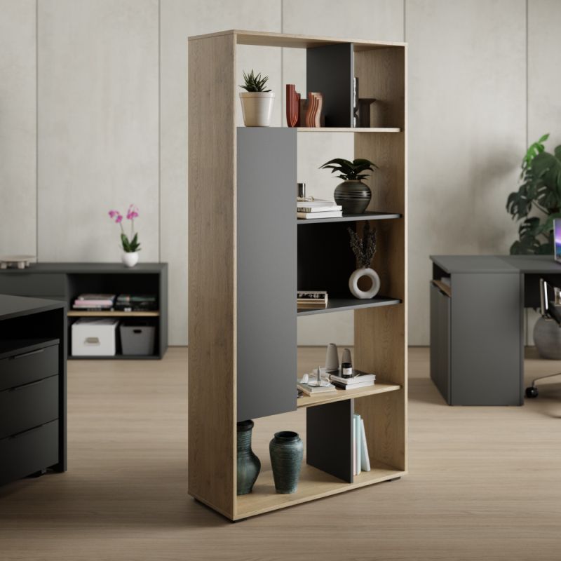 Štýlový regál z laminovanej DTD, dub cremona-antracit