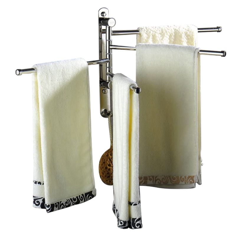 Elegantný nástenný držiak na uteráky, strieborný