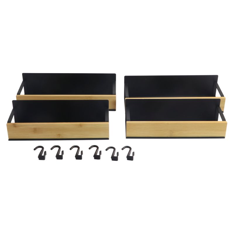 Praktické magnetické poličky, 4 ks, hnedá-čierna