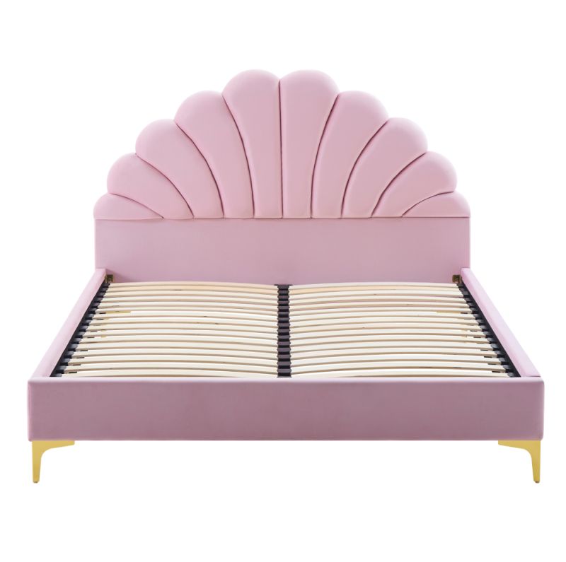 Štýlová posteľ 140x200, ružová Velvet látka