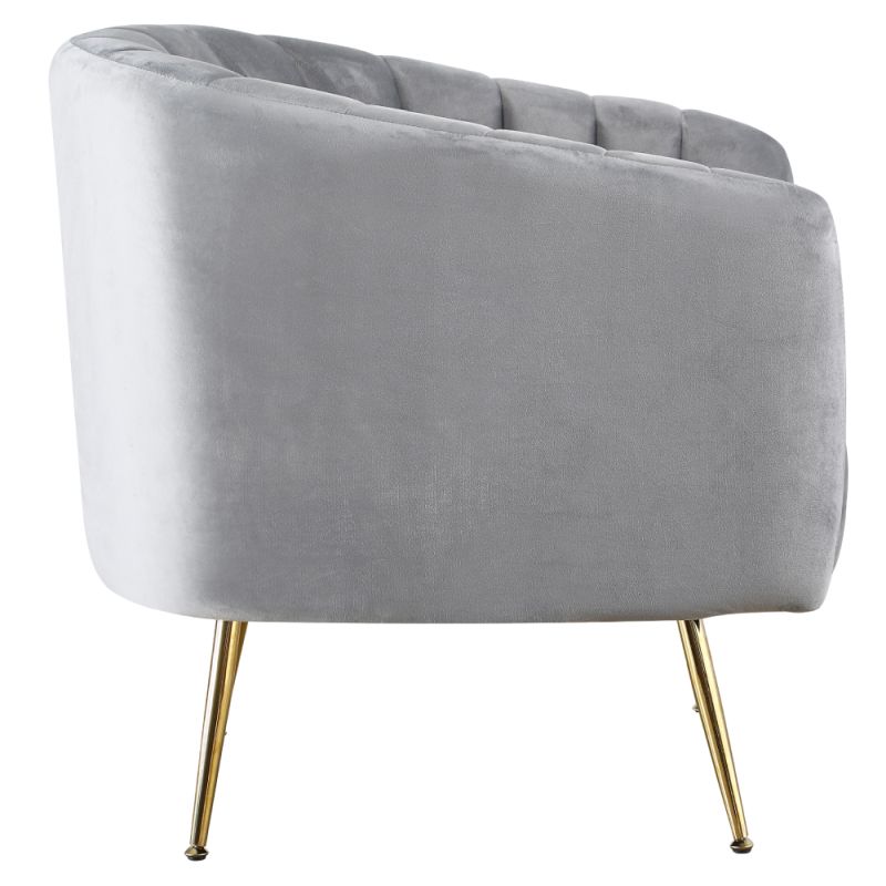 Dizajnové kreslo, sivá Velvet látka-gold chróm-zlatý