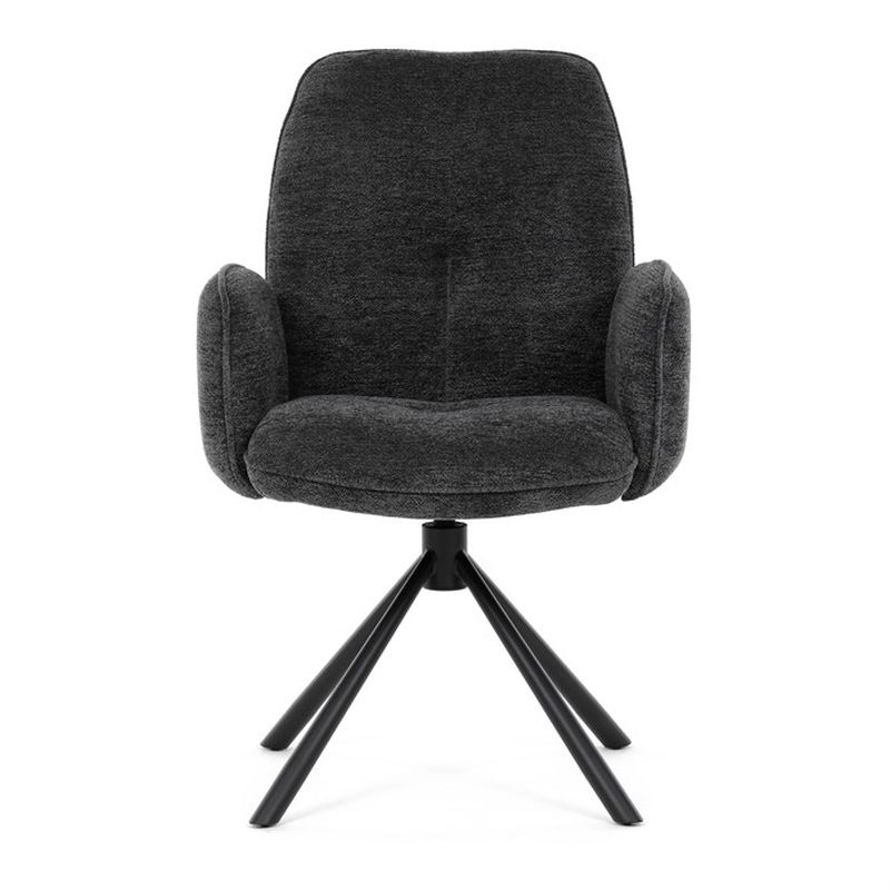 Elegantná jedálenská stolička, antracitová hladká látka, čierny kov