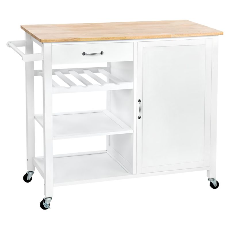 Moderný servírovací vozík, biela-prírodná