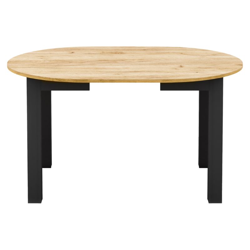 Jedálenský okrúhly rozkladací stôl, dub craft zlatý-čierna, 103-142