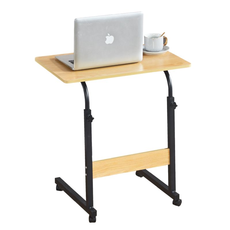 Nastaviteľný PC stôl s kolieskami, dub-čierna