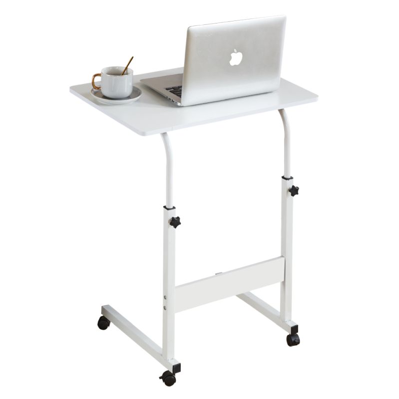 Nastaviteľný PC stôl s kolieskami, biely