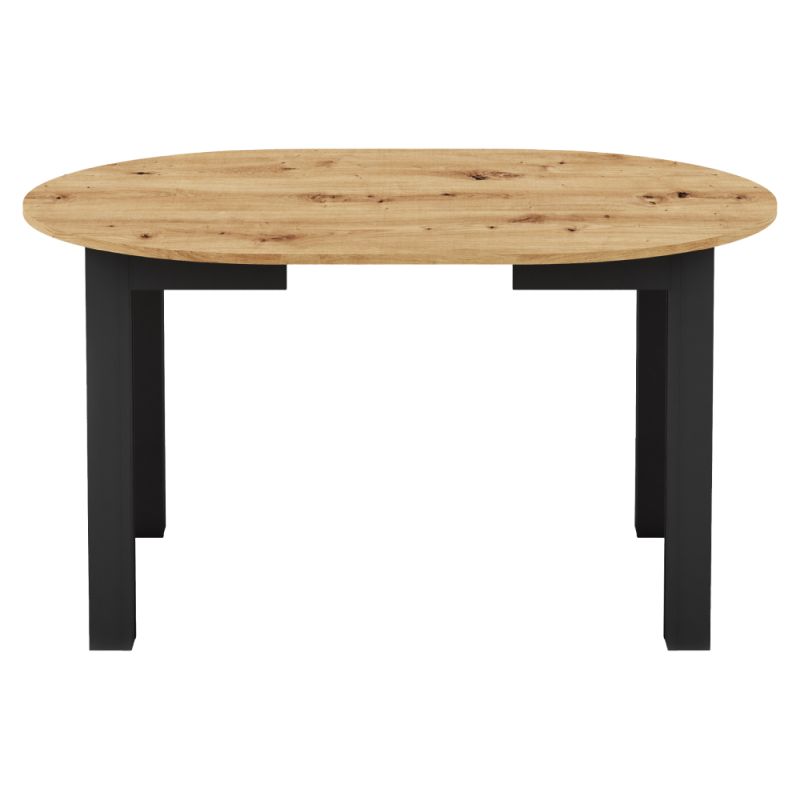Jedálenský okrúhly rozkladací stôl, dub artisan-čierna, 103-142